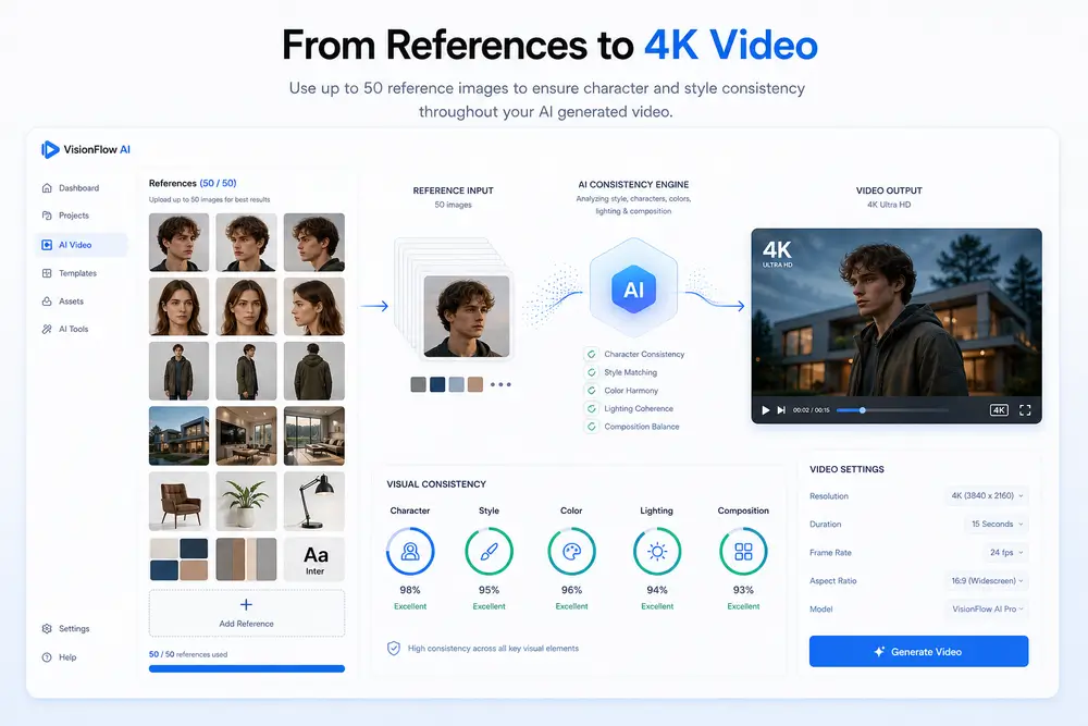 Multimodal reference system for AI video