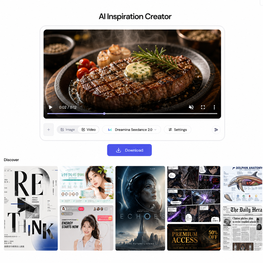 Completed AI-generated food video with download button visible in Sider interface