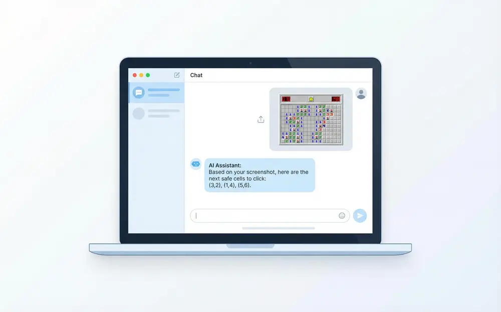 User dropping a minesweeper screenshot into Sider Chat with safe cells and mine locations listed in the response