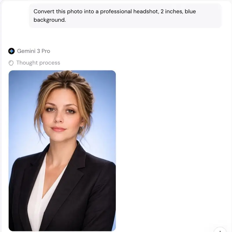 Previewing the final AI-generated professional headshot result.