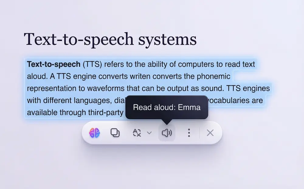 Highlighting text on a webpage to trigger the Sider read aloud feature.