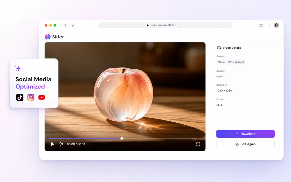 Social media platform icons with AI glass food video displayed on mobile phone screen