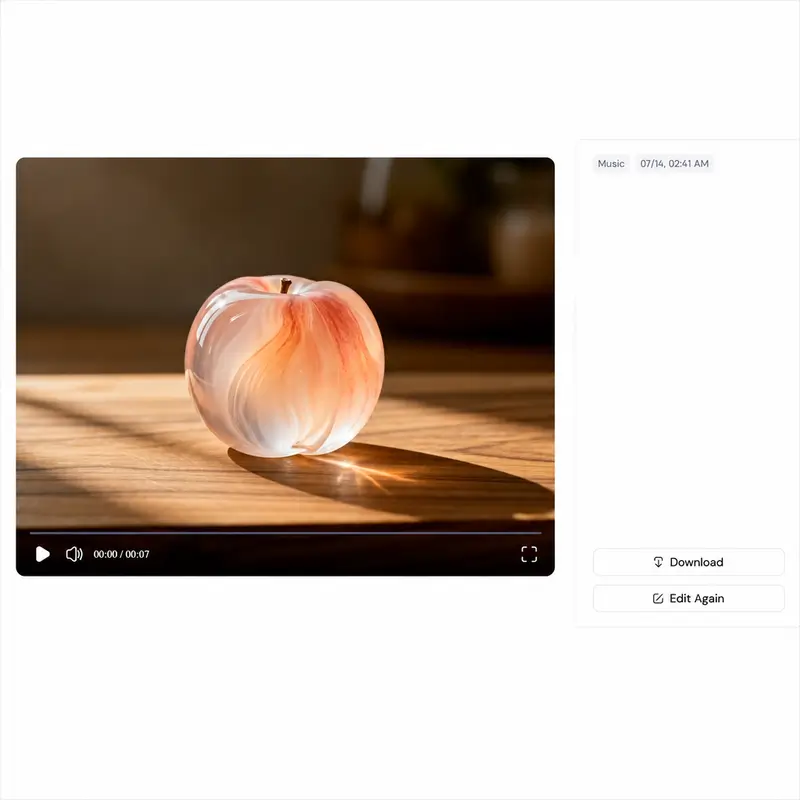 Generated AI glass food video result with Download button visible in Sider Create interface