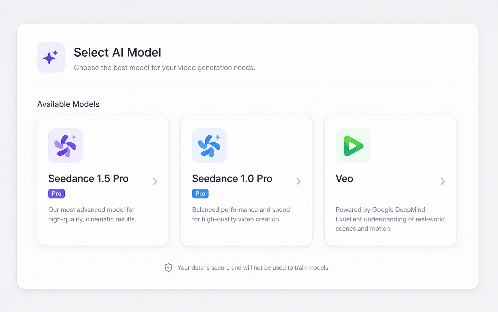 Multi-model AI selection interface
