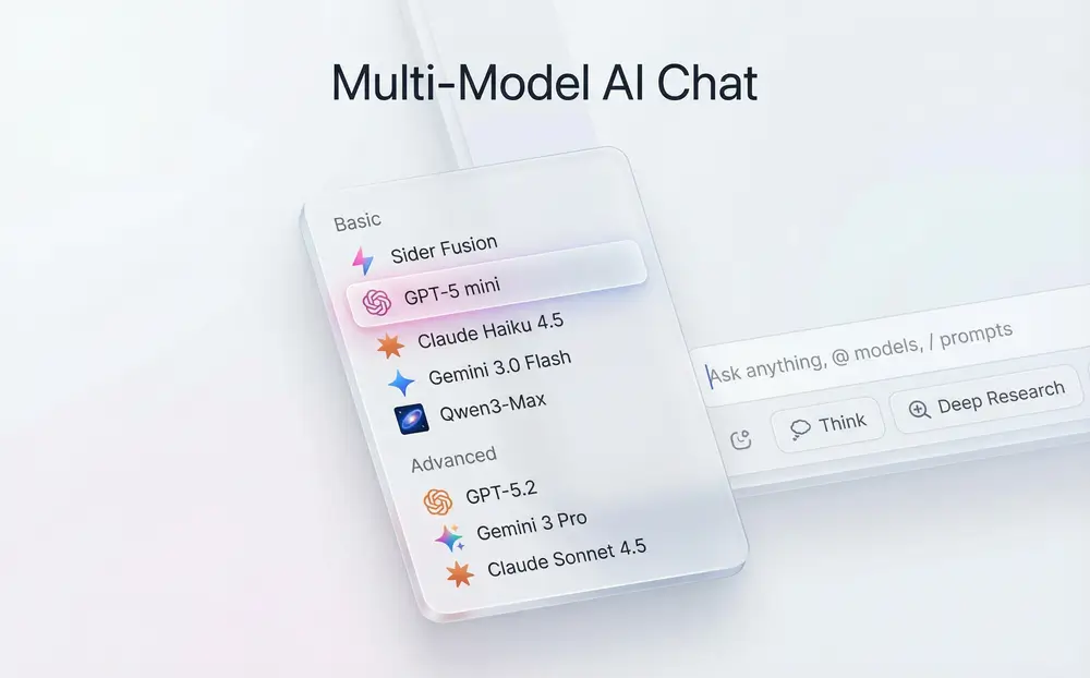 截图显示了ChatGPT、Claude和Gemini响应的多模型AI比较