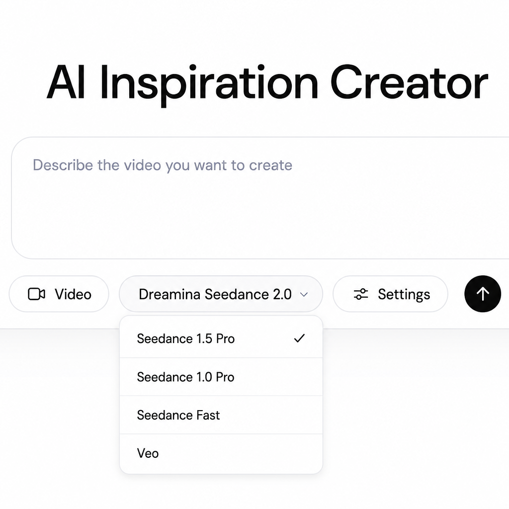 AI video model dropdown menu showing Seedance models selected