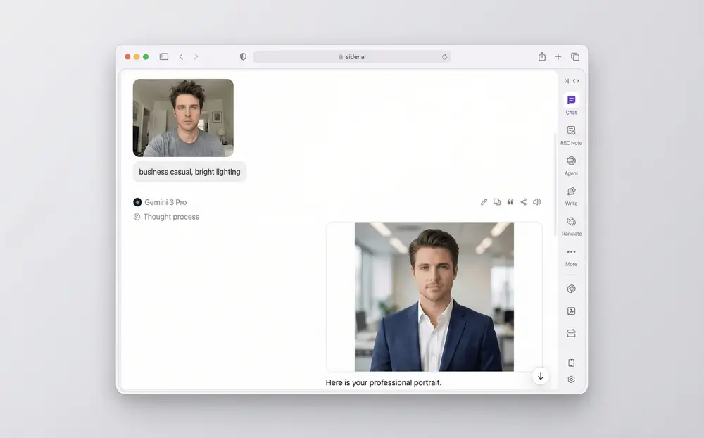 Customizing professional headshot styles in Sider