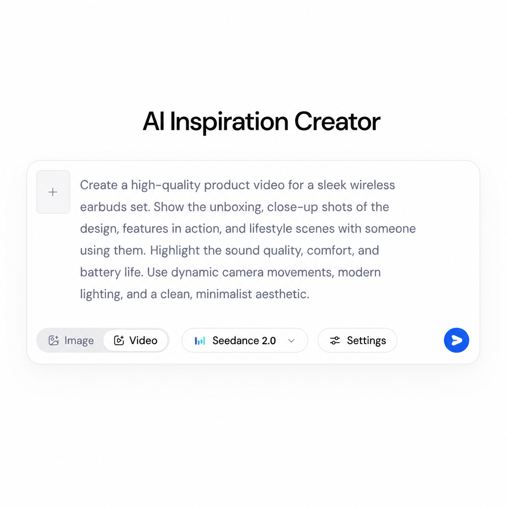 Prompt input field filled with product video description for AI generation