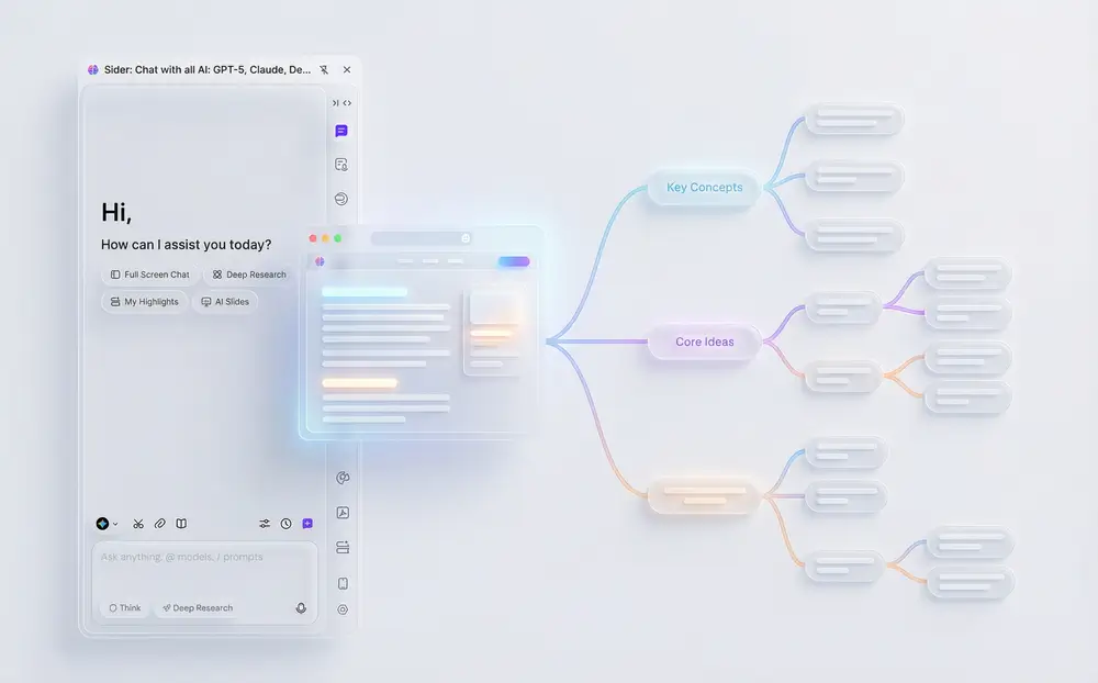 Página web siendo analizada y convertida en formato de mapa mental