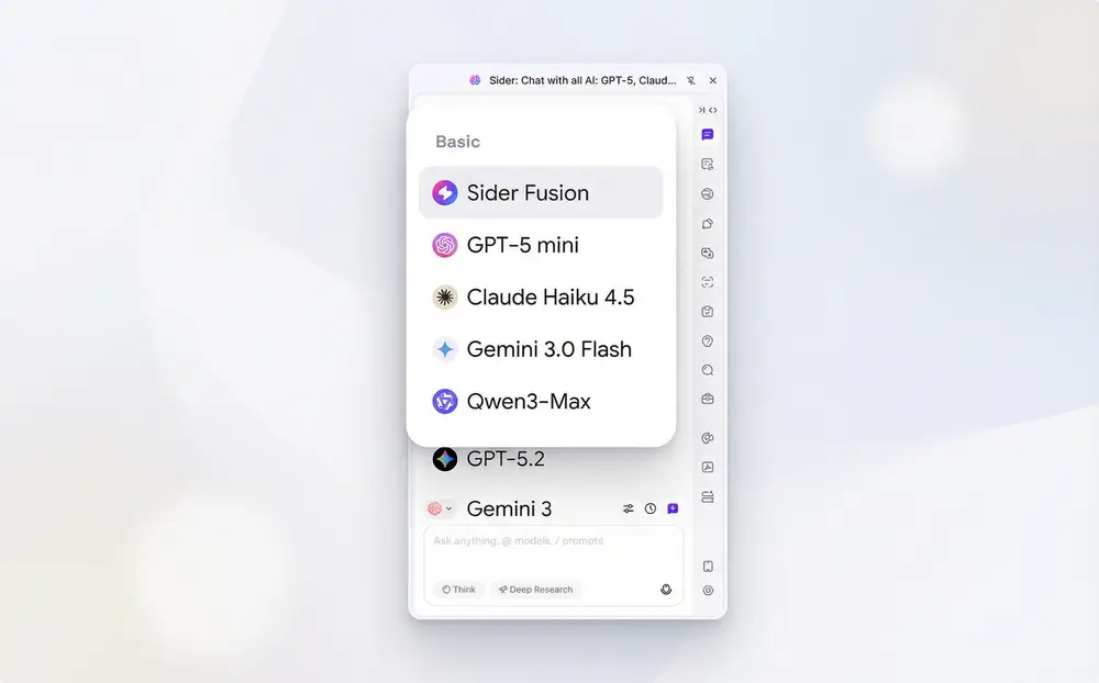 Interfaz de chat de IA multimodal que muestra respuestas de ChatGPT, Claude, Gemini y Grok