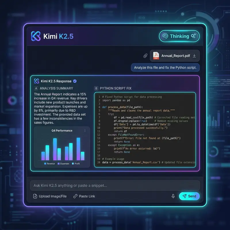 Chatting with links and files using Kimi AI