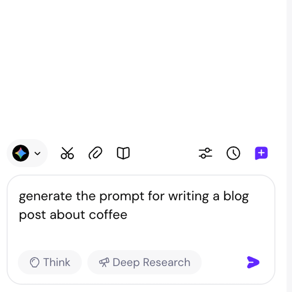 User typing a simple requirement in the chat interface