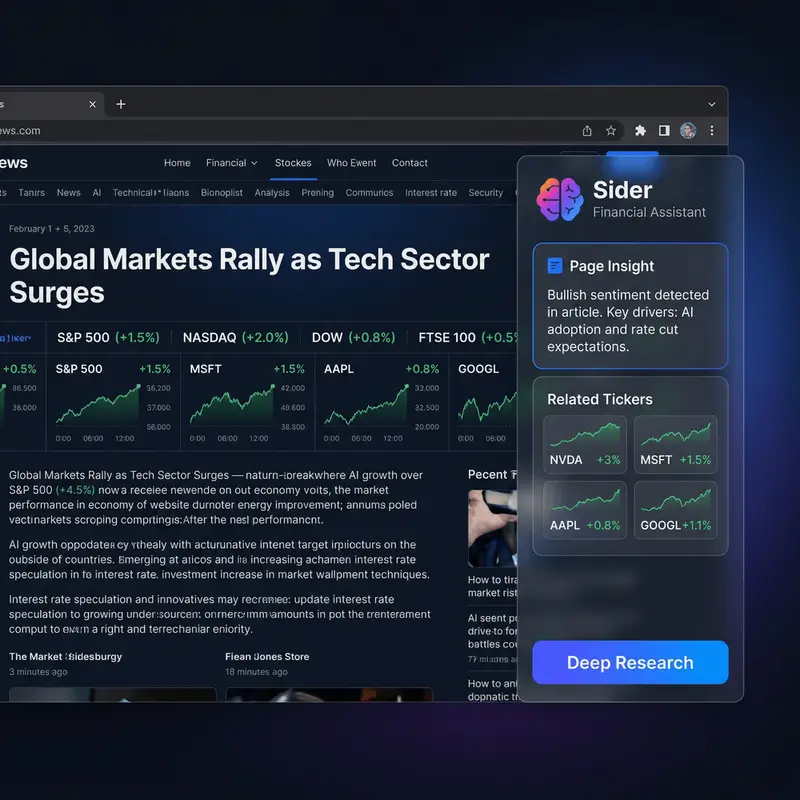 User on stock page with sidebar showing live data