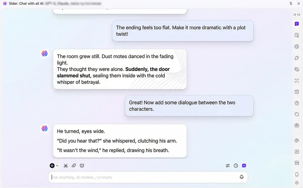 Interface de chat para edição de histórias com IA