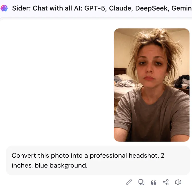Uploading a reference photo and entering a prompt for headshot generation.