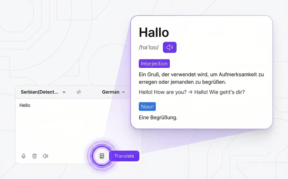 Sider's built-in German dictionary showing word definitions and pronunciation guide.