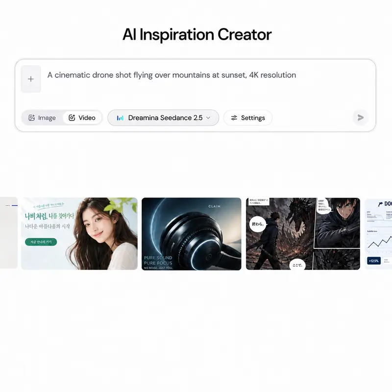 AI Inspiration Creator prompt input with video description text entered