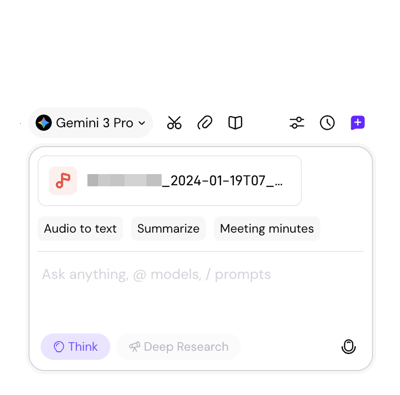 Upload audio file to Sider sidebar