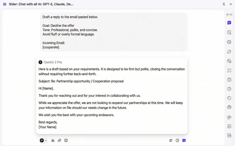 User generating and using a prompt seamlessly within the chat interface