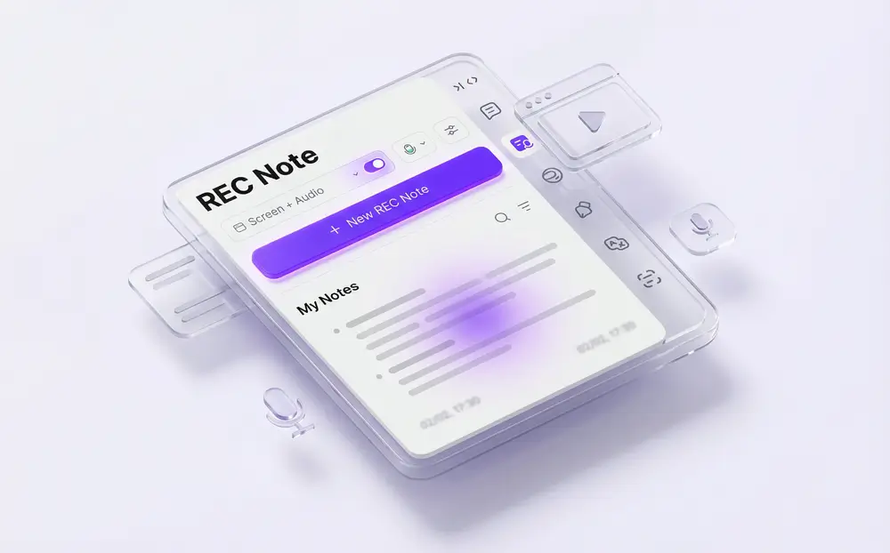 Tab screen recording interface with live AI transcription