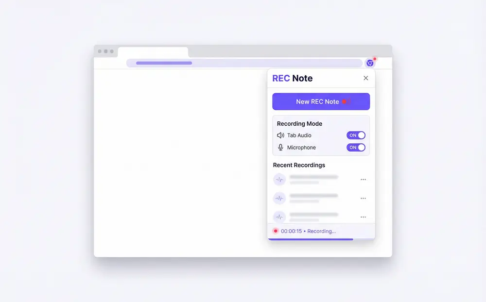 Sider Rec Note interface showing recording options for tab, system audio, and microphone