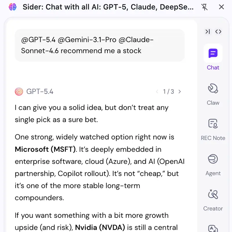 Animated GIF showing text selection and AI response