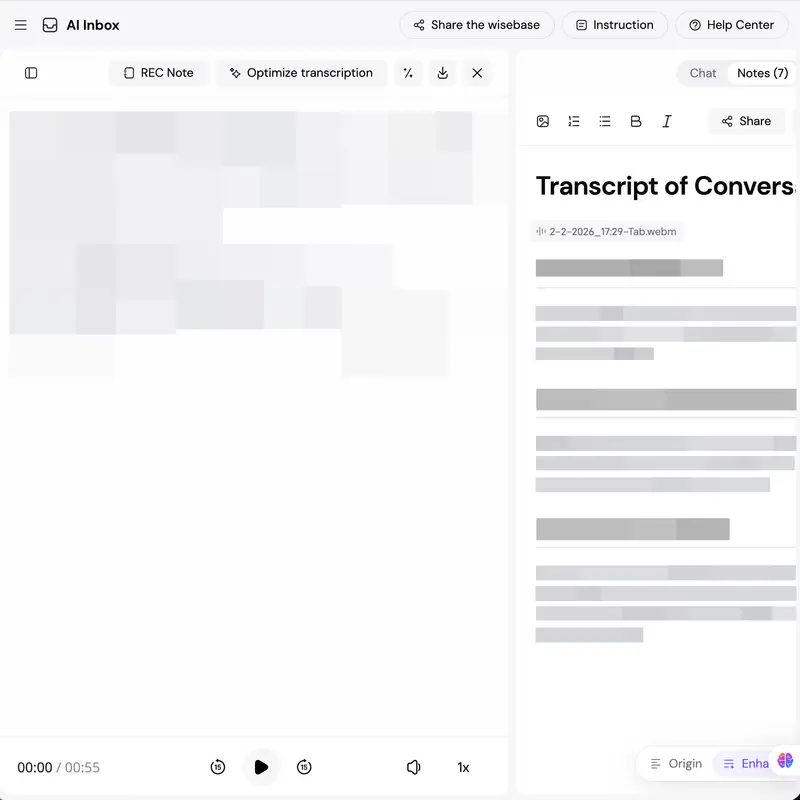 Screen recording in progress with AI transcription