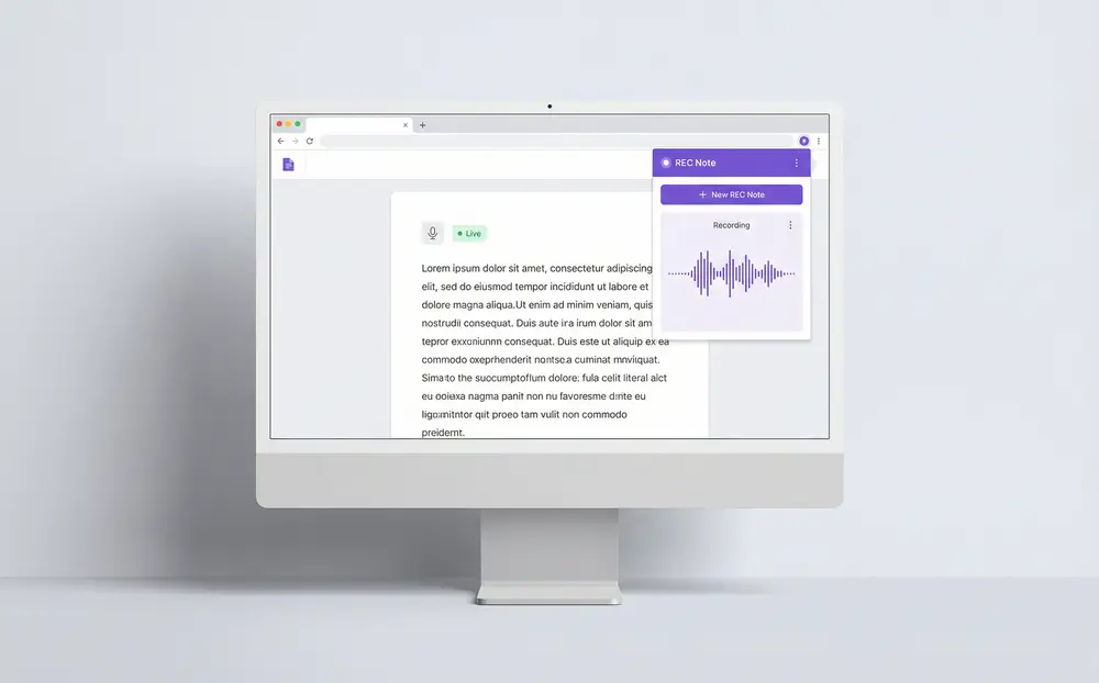 Живое распознавание речи в текст в Sider AI Rec Note