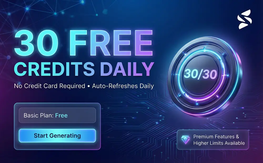 Free usage interface showing credits and upgrade options