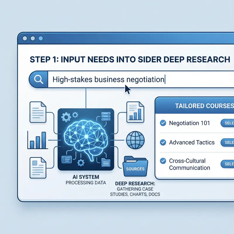 Step 2: Researching topics and generating a custom communication course.