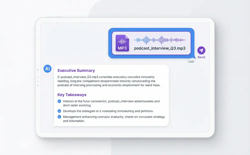 Uploading podcast audio file to Sider Chat for transcription