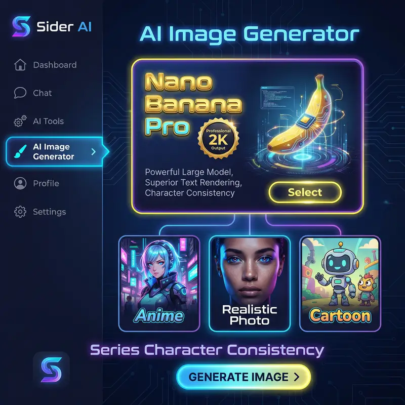 AI avatar creator selection with Nano Banana Pro highlighted as premium model
