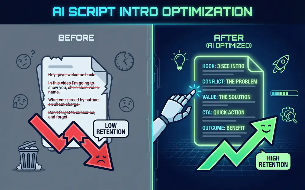AI YouTube script intro optimization comparison.
