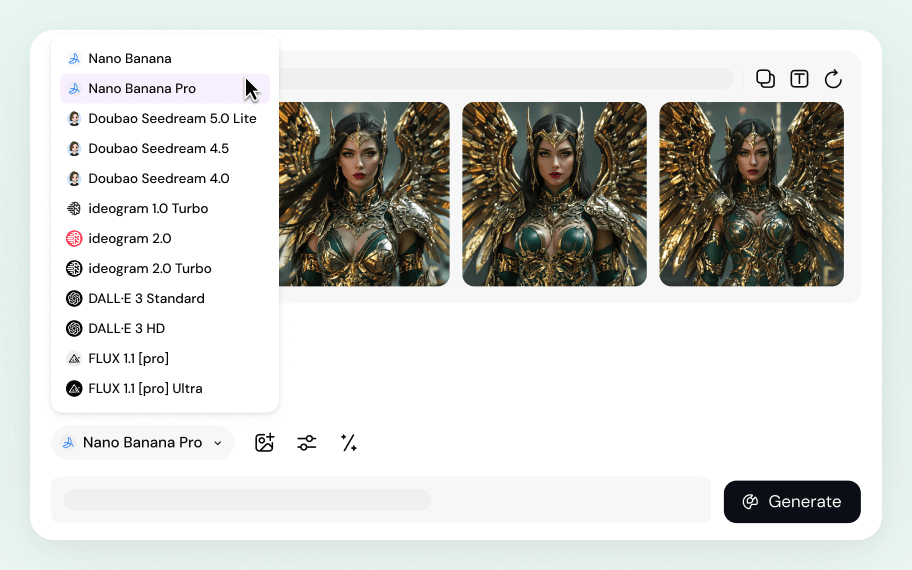 Choose an AI model for image generation