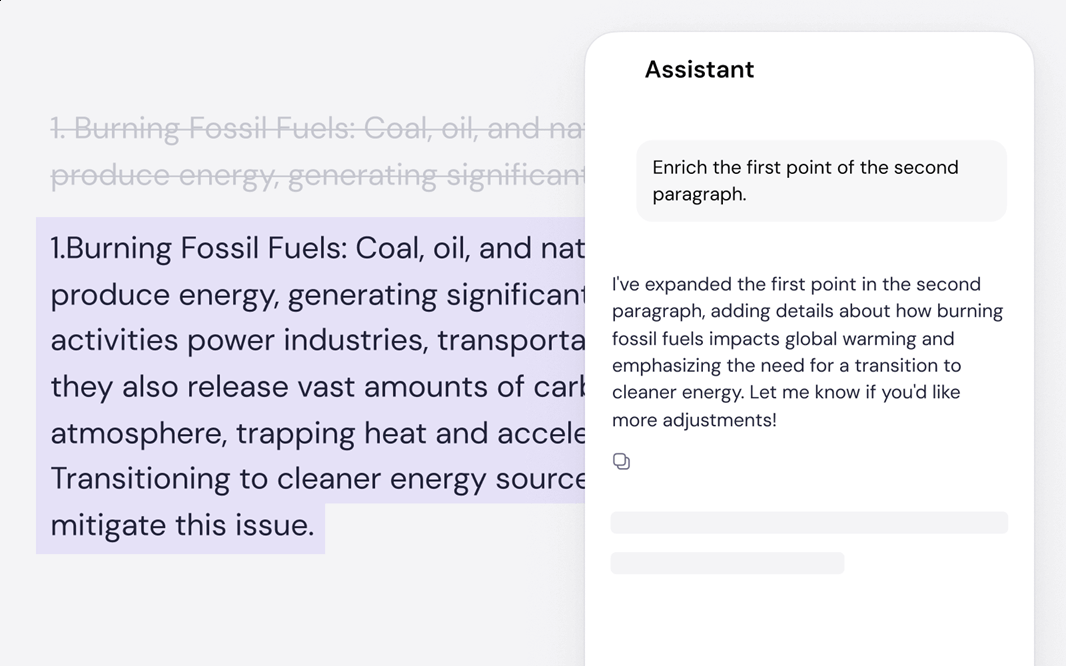 Refine AI content with commands