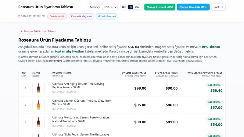 Ürün Liste Teklifi
