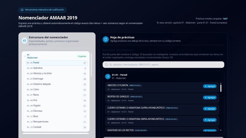 Nomenclador AMAAR 2019 - Sistema Automático de Códigos de Prácticas Médicas