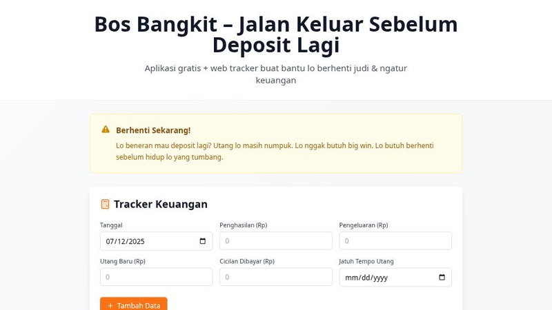 Bos Bangkit Landing Page