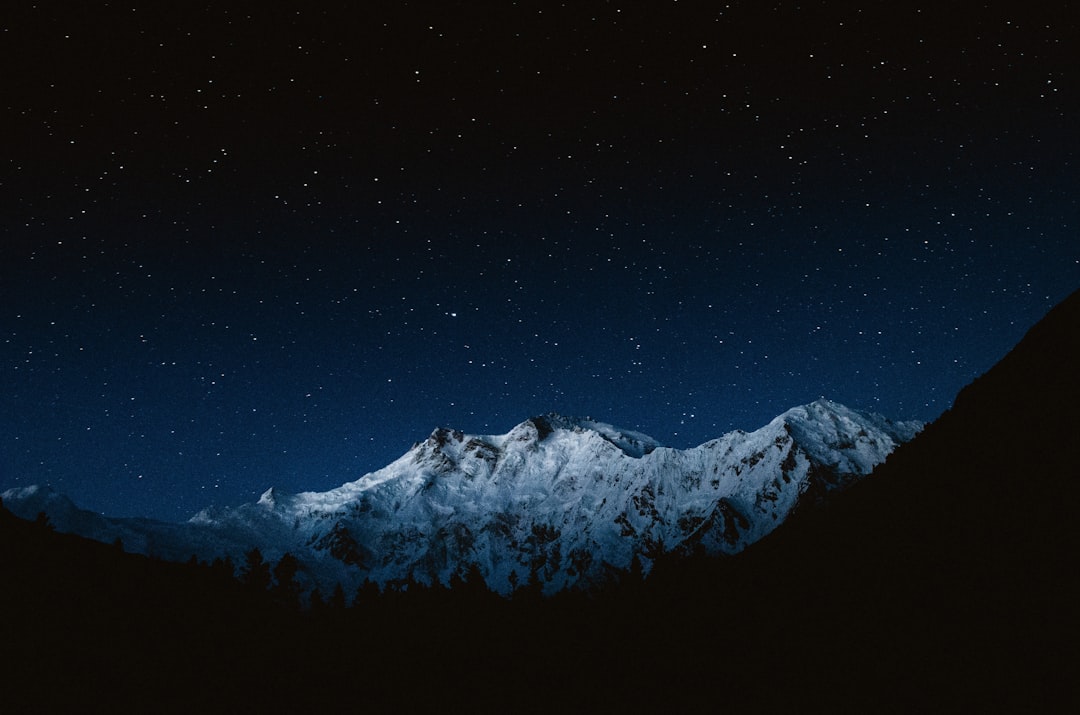 Night sky over mountains, Indian Himalayas, India