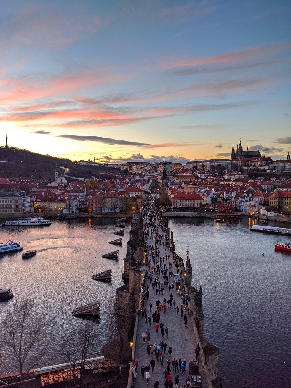 Historic river bridge, Europe
