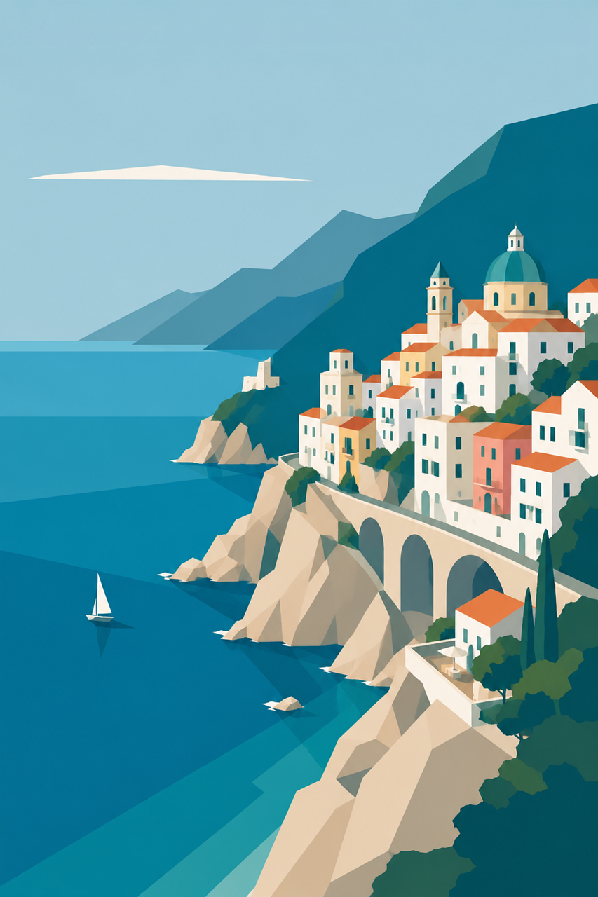 Cliffside village, Mediterranean, Europe