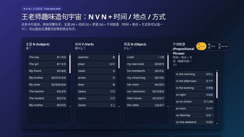 趣味介词短语造句游戏