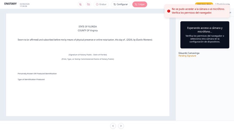 Control de Dispositivos Multimedia para Videollamadas Notariales