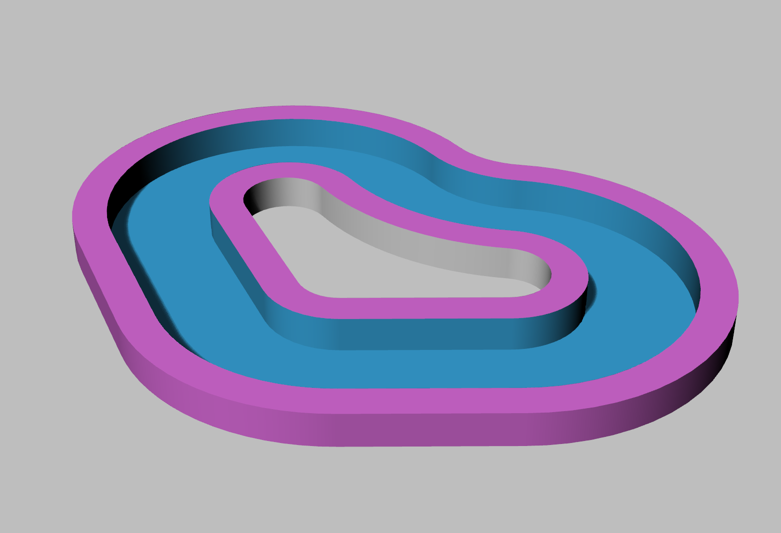 Wireframe CAD view of heart and figure-eight home pool shapes.