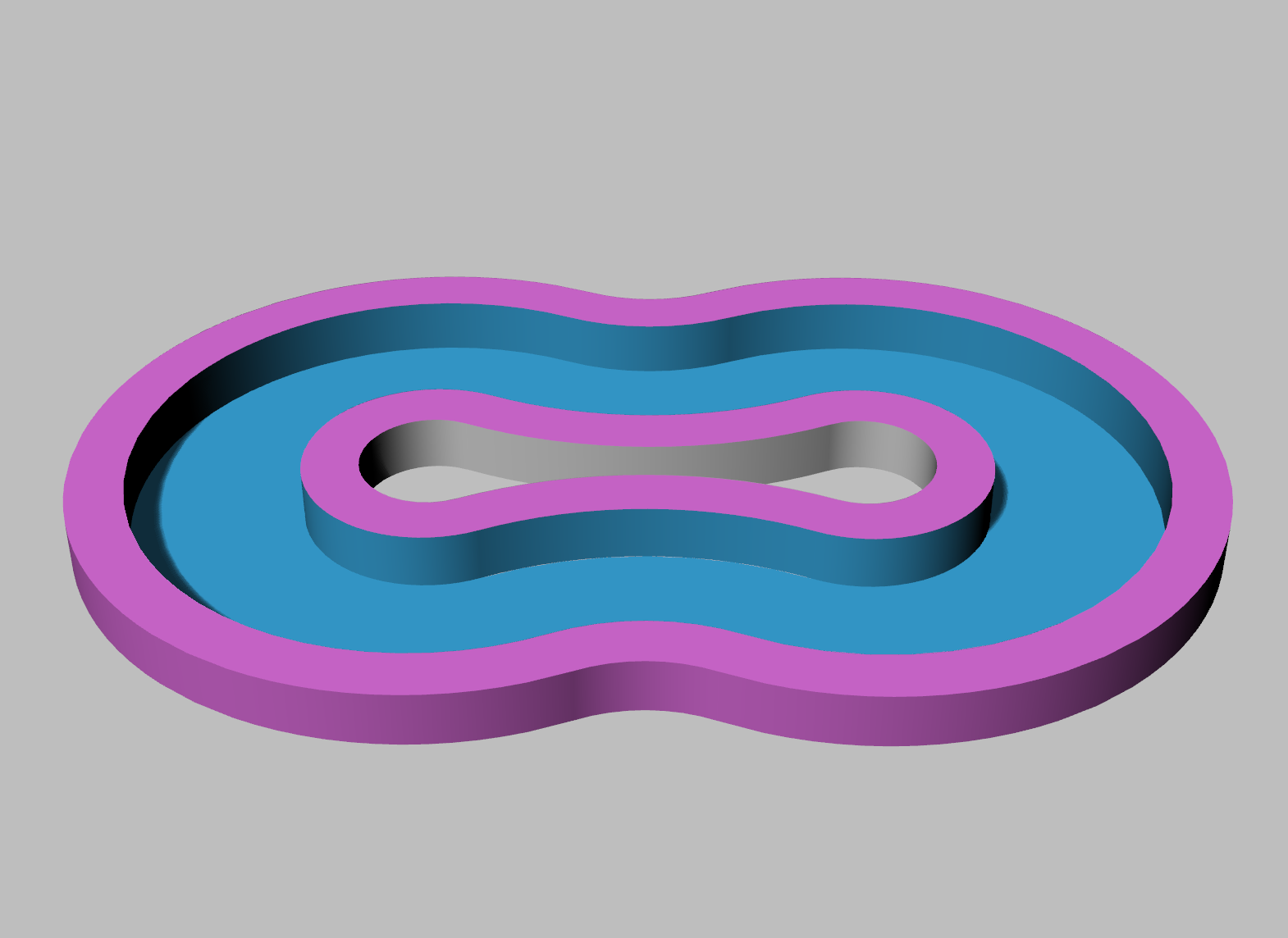 3D render of a heart-shaped inflatable pool with internal island.