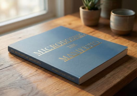 The Microdosing Manifesto book on a wooden desk