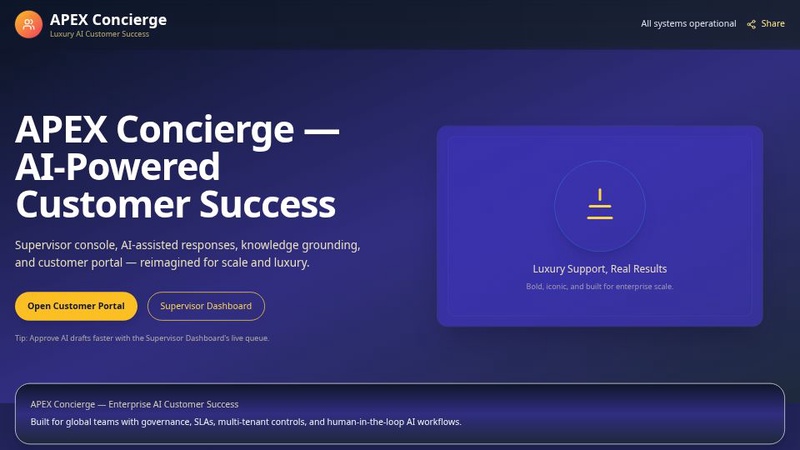 Apex Concierge AI Customer Success Platform