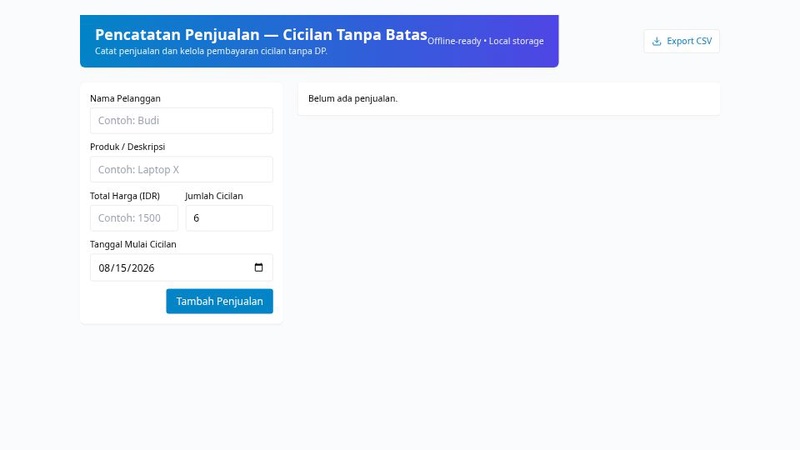 Aplikasi Penjualan Cicilan Tanpa Batas